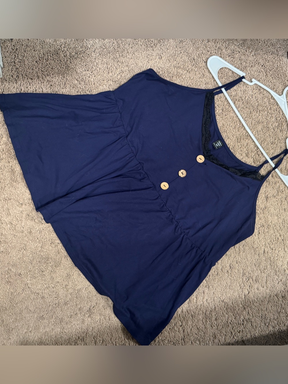 Women’s SHEIN Curve Navy Lace-Trim Sleep Top